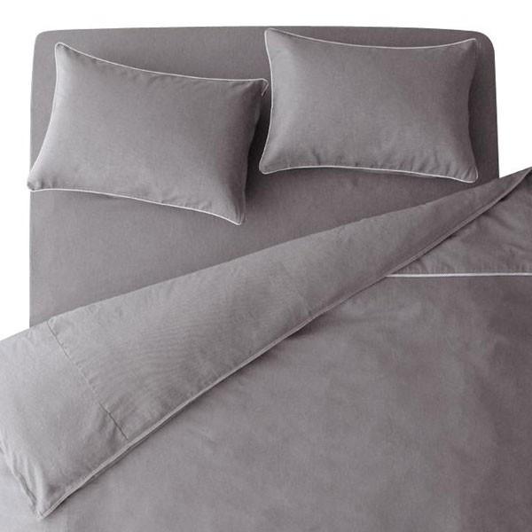 ベッドカバー シングル 3点セット 掛け布団カバー ボックスシーツ 枕カバー 無地 グレー シンプル  綿100% 洗える 吸湿性 99071 | ブランド登録なし | 01