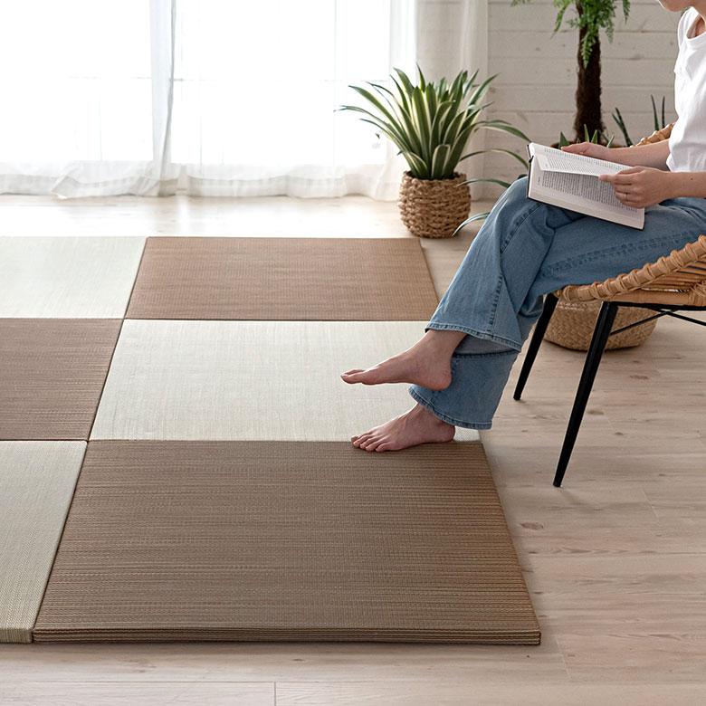 置き畳 い草 ユニット 畳 カラー 6枚セット 3畳 約 W 82cm D 82cm  H2.5cm 消臭 鎮静 抗菌 吸湿 放湿 空気浄化 さらさら 夏 和 和モダン 99085 | ブランド登録なし | 06