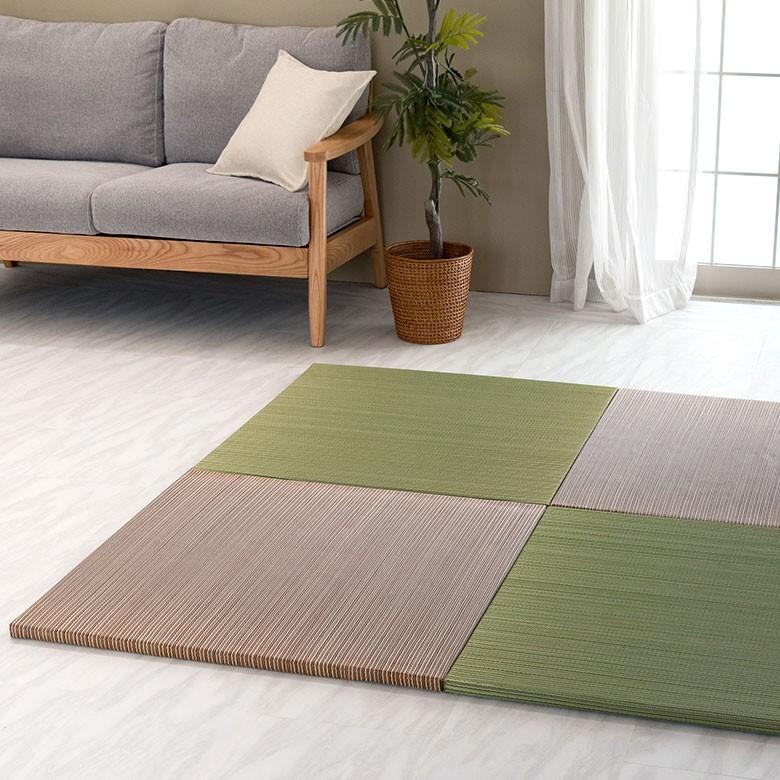 置き畳 い草 ユニット 畳 カラー 4枚セット 2畳 約 W 82cm D 82cm  H2.5cm 消臭 鎮静 抗菌 吸湿 放湿 空気浄化 さらさら 夏 和 和モダン 99086 | ブランド登録なし | 15