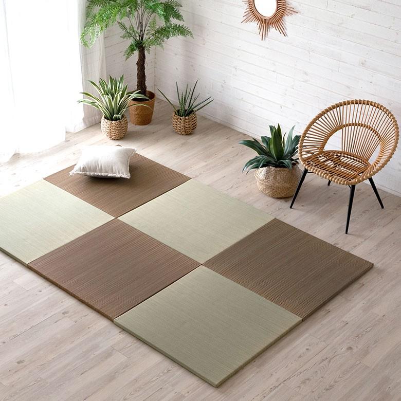 置き畳 い草 ユニット 畳 カラー 3枚セット 1.5畳 約 W 82cm D 82cm  H2.5cm 消臭 鎮静 抗菌 吸湿 放湿 空気浄化 さらさら 夏 和 和モダン 99087 | ブランド登録なし | 10
