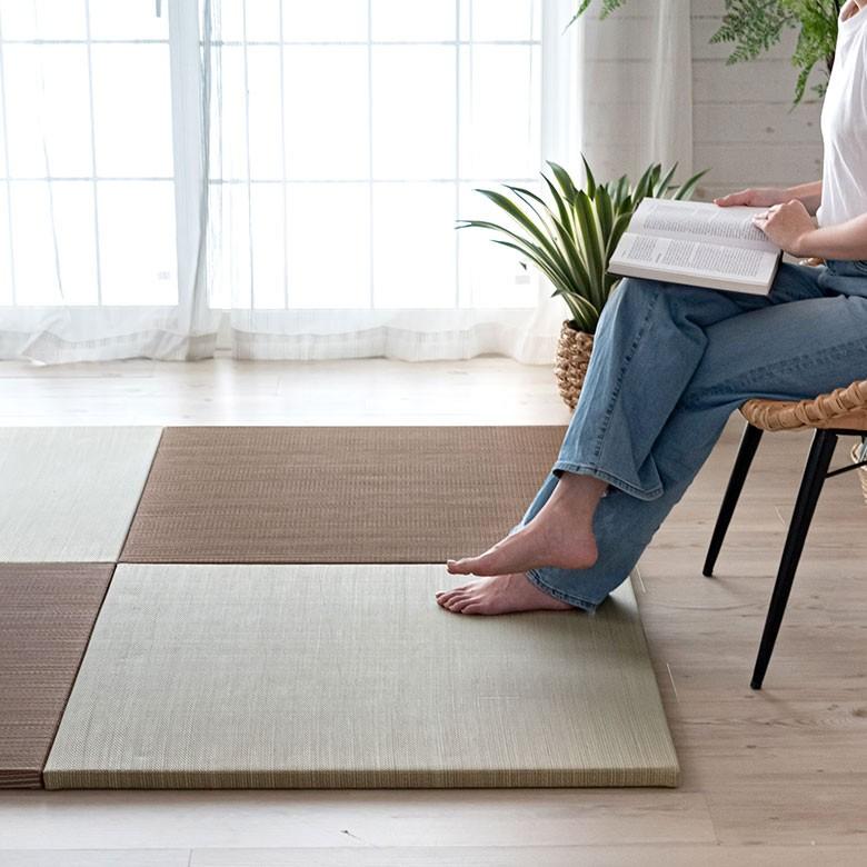 置き畳 い草 ユニット 畳 カラー 2枚セット 1畳 約 W 82cm D 82cm  H2.5cm 消臭 鎮静 抗菌 吸湿 放湿 空気浄化 さらさら 夏 和 和モダン 99088 | ブランド登録なし | 07