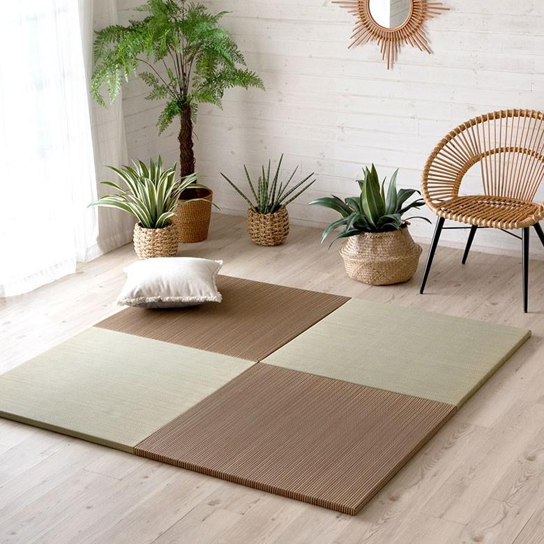 置き畳 い草 ユニット 畳 カラー 2枚セット 1畳 約 W 82cm D 82cm  H2.5cm 消臭 鎮静 抗菌 吸湿 放湿 空気浄化 さらさら 夏 和 和モダン 99088 | ブランド登録なし | 10