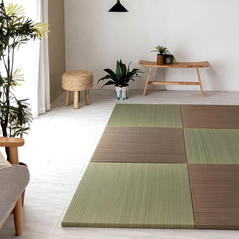 置き畳 い草 ユニット 畳 カラー 2枚セット 1畳 約 W 82cm D 82cm  H2.5cm 消臭 鎮静 抗菌 吸湿 放湿 空気浄化 さらさら 夏 和 和モダン 99088 | ブランド登録なし | 12