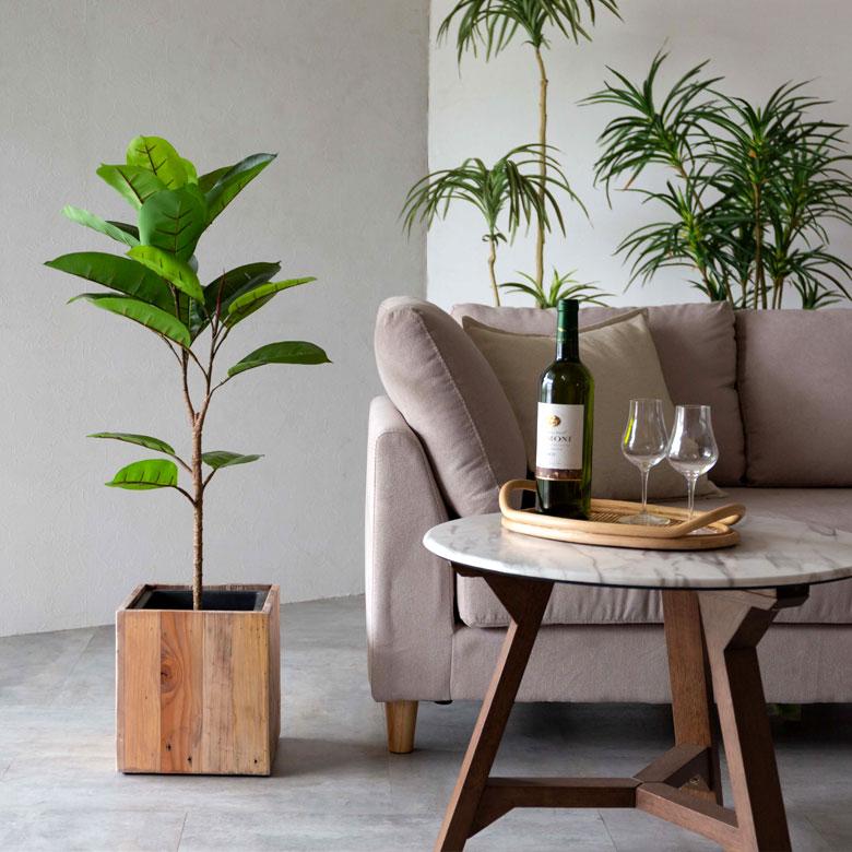 フェイクグリーン ゴムの木 鉢付き 観葉植物 グリーン アーティフィシャルプランツ フェイクプランツ ポット付き ボタニカル インテリア カフェ 店舗 99089 | ブランド登録なし | 03