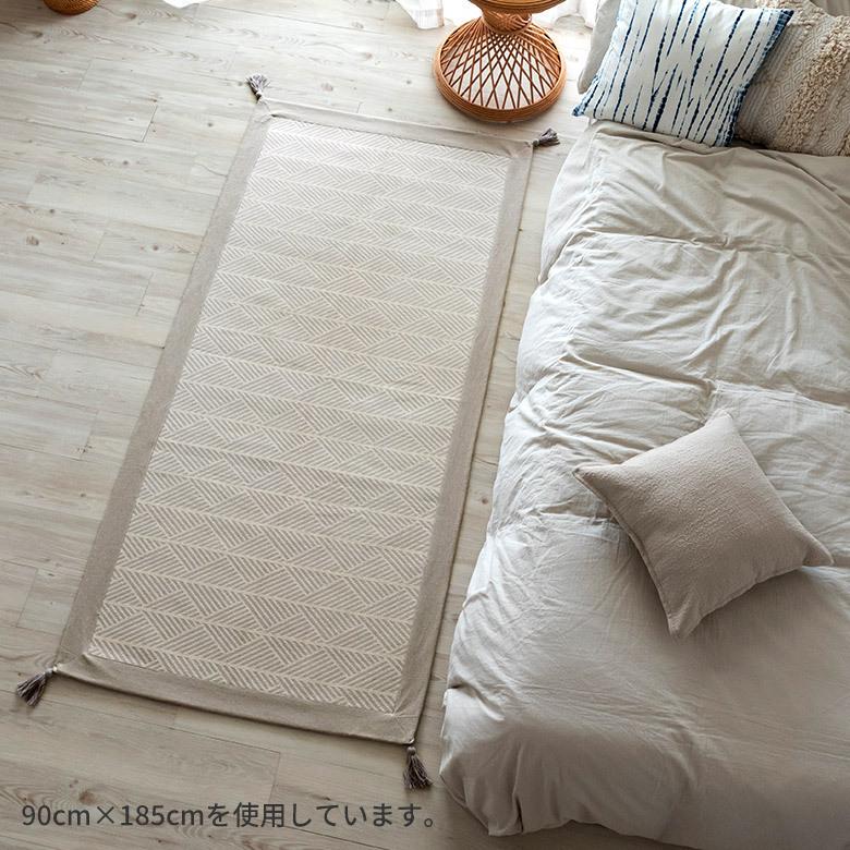 ラグ マット 185×185cm 綿 正方形 ウォッシャブル 春 夏 秋 冬 夏用 手織り 洗える コットン 通気性 ホットカーペット対応 オールシーズン 北欧 おしゃれ 99096 | HAGiHARA | 09