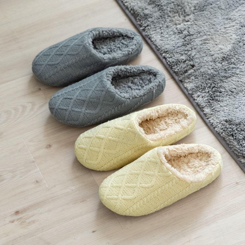 スリッパ ルームシューズ ニット 室内履き ホワイト グレー レディース メンズ シンプル 網目模様 おしゃれ 北欧 99600 | ブランド登録なし