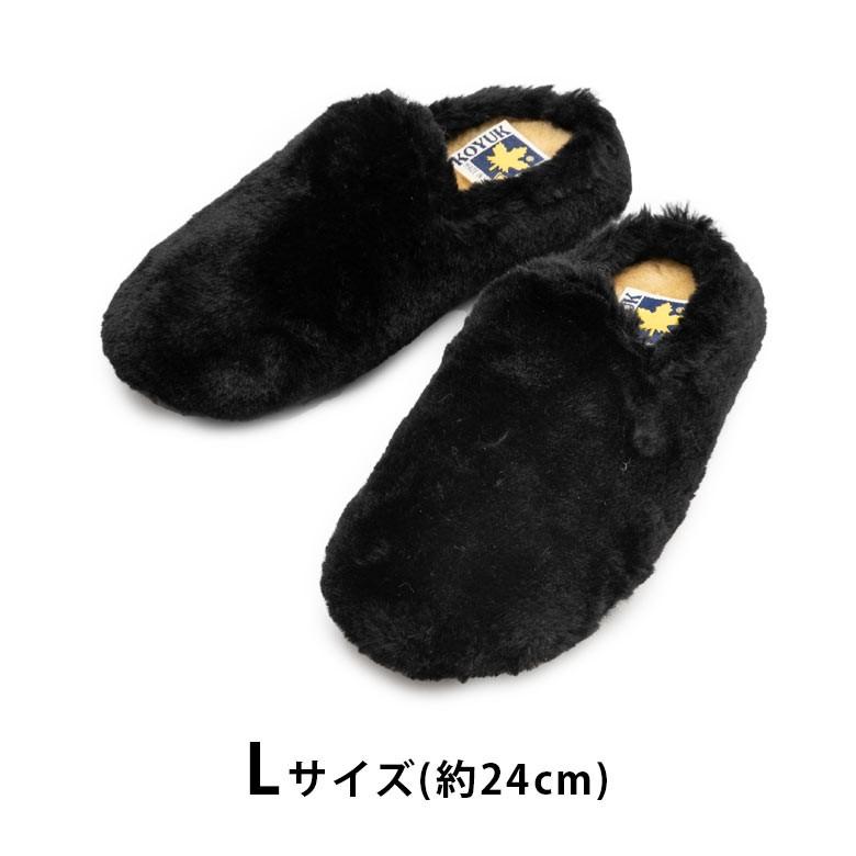 スリッパ ルームシューズ ファー サボ 室内履き サンダル 男前 ラバーソール あったか レディース ブラック ネイビー グレー 無地 S M L 99700 | ブランド登録なし | 10
