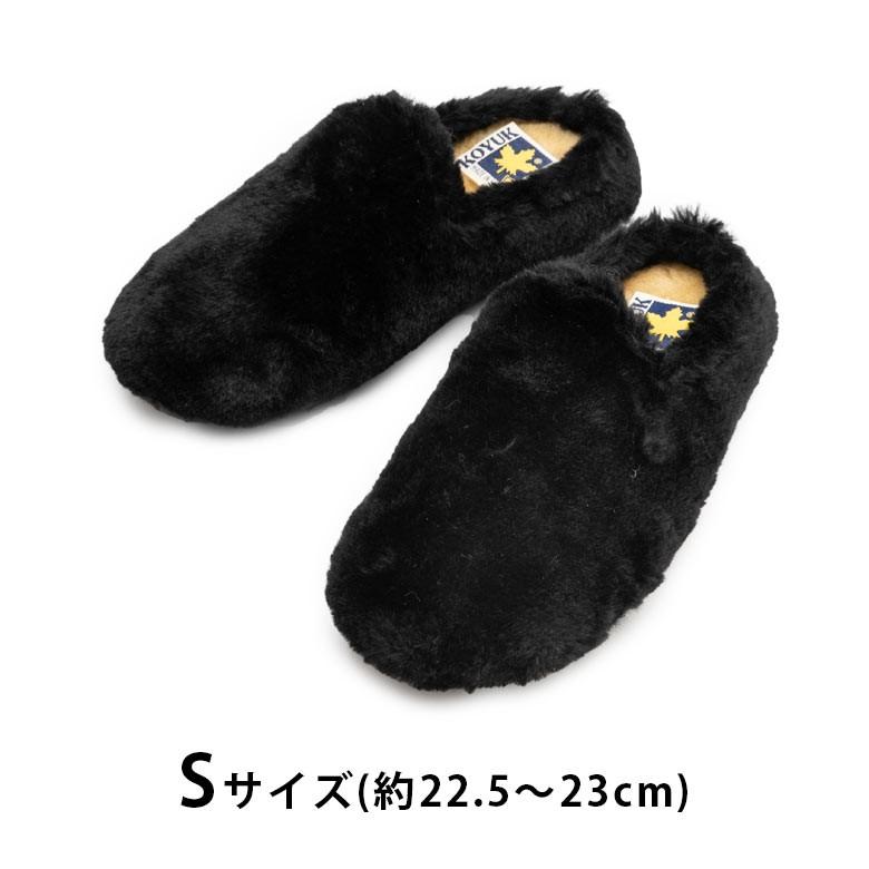 スリッパ ルームシューズ ファー サボ 室内履き サンダル 男前 ラバーソール あったか レディース ブラック ネイビー グレー 無地 S M L 99700 | ブランド登録なし | 12
