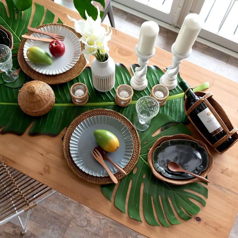 ランチョンマット モンステラリーフ型 撥水 テーブルウェア