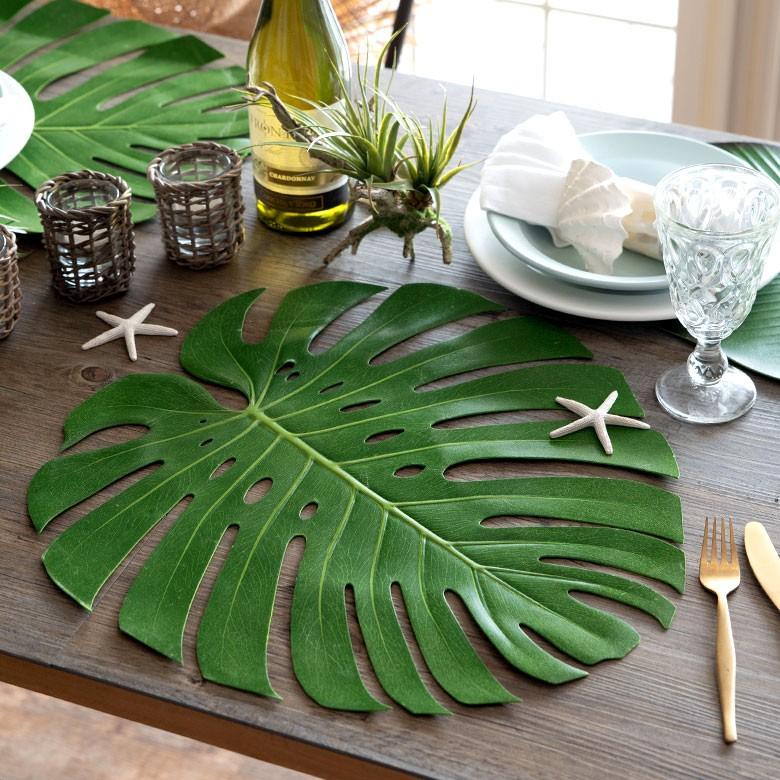 モンステラテーブル葉っぱブラウン