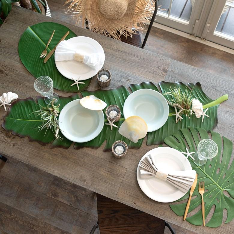 テーブルランナー バナナリーフ型 グリーン ボタニカル 葉っぱ マット アジアン キッチン雑貨 おしゃれ キッチン用品 99802 | ブランド登録なし | 10