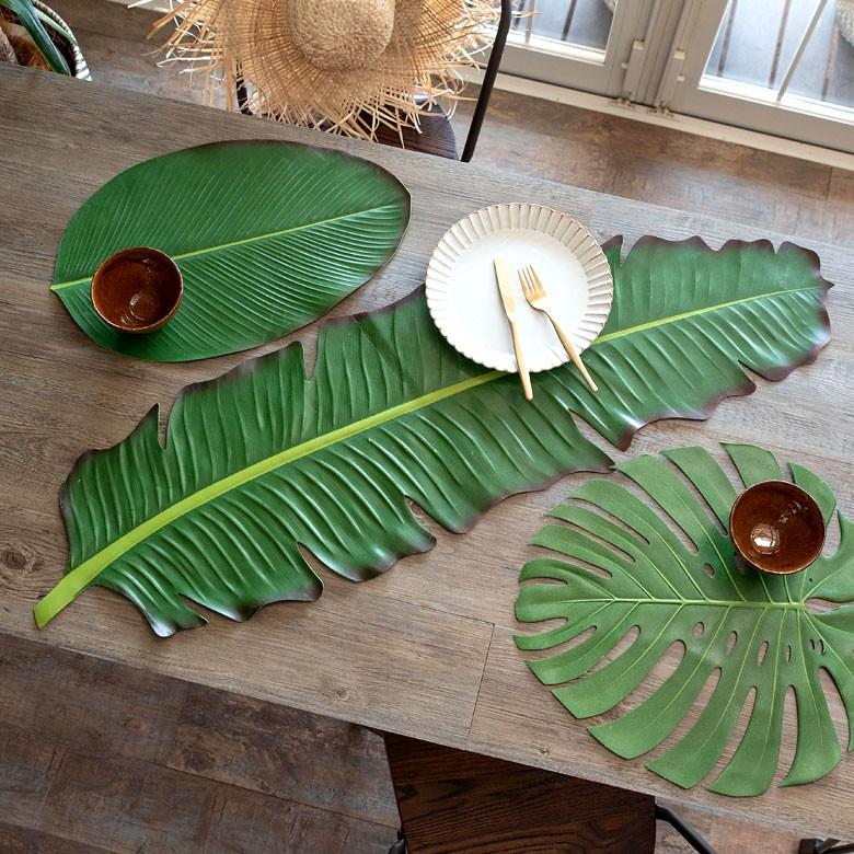 テーブルランナー バナナリーフ型 グリーン ボタニカル 葉っぱ マット アジアン キッチン雑貨 おしゃれ キッチン用品 99802 | ブランド登録なし | 13