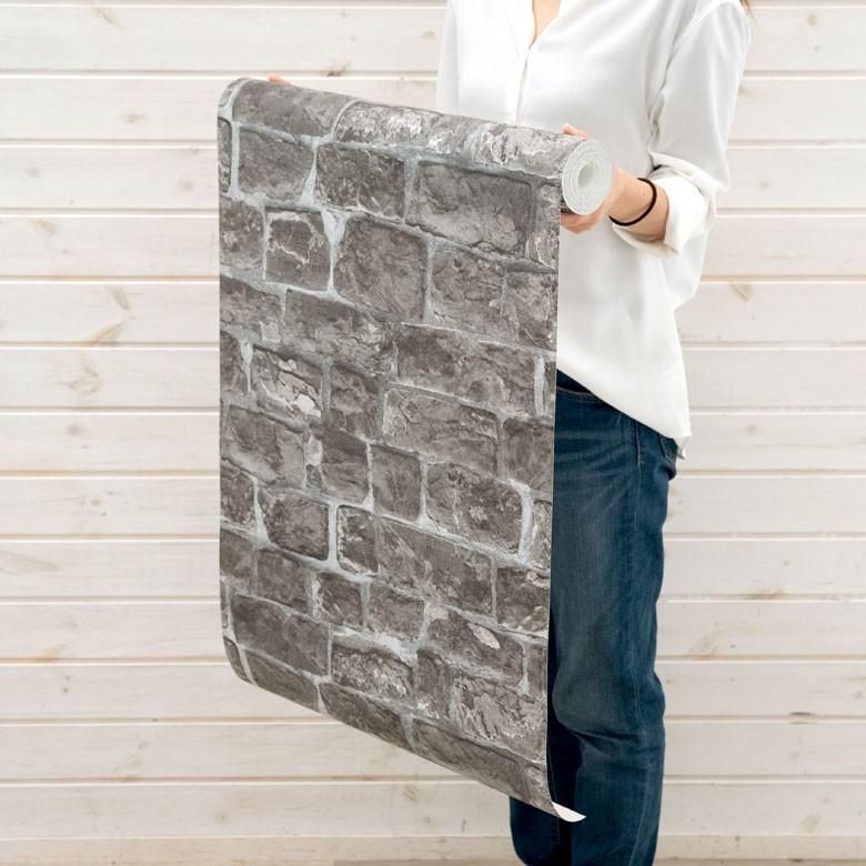 壁紙 はがせる 黒レンガ柄 レンガ フリース壁紙  ウォールシート DIY リフォーム 補修 クロス 賃貸 おしゃれ 99902 | ブランド登録なし | 04