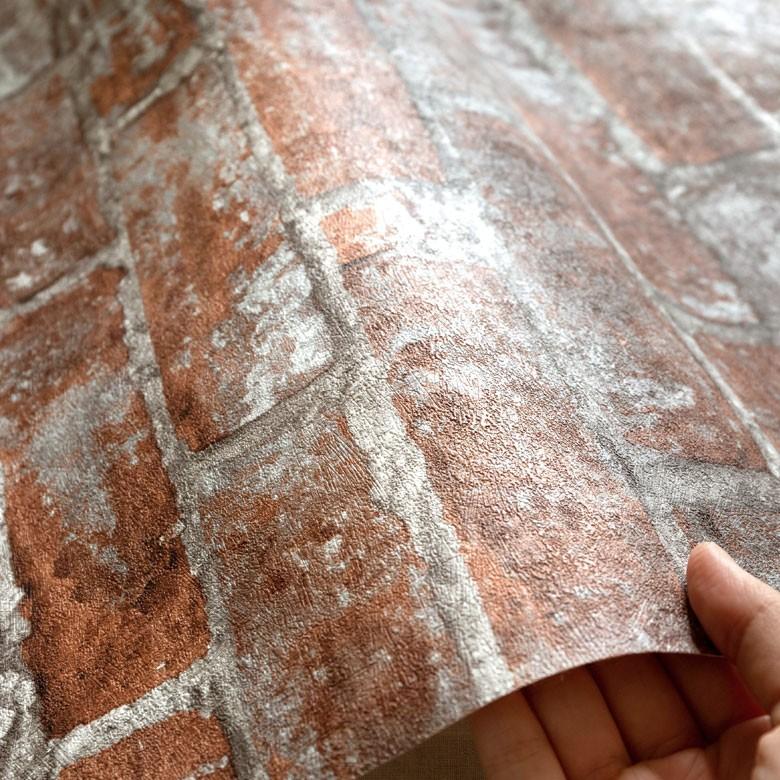 壁紙 はがせる レンガ柄 赤煉瓦 ブラウン フリース壁紙  ウォールシート DIY リフォーム 補修 クロス 賃貸 おしゃれ 99904 | ブランド登録なし | 01