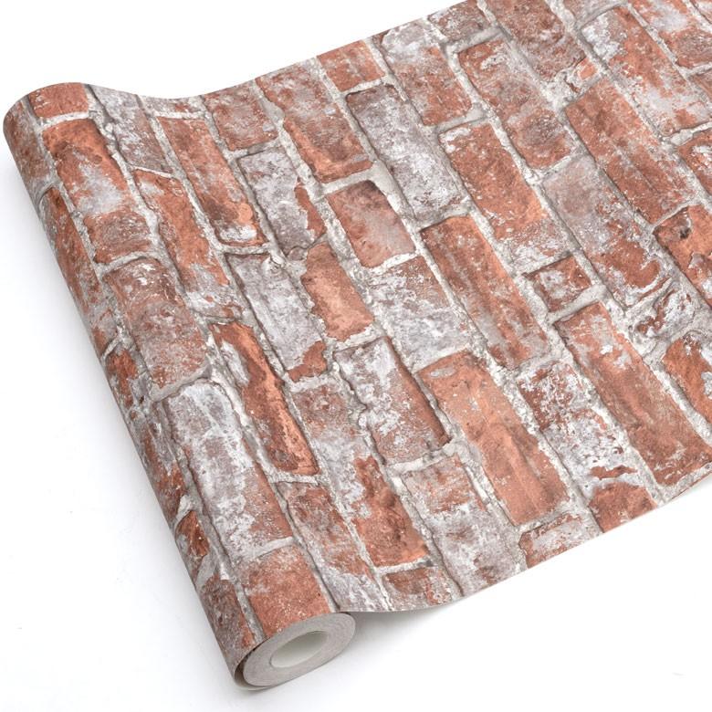 壁紙 はがせる レンガ柄 赤煉瓦 ブラウン フリース壁紙  ウォールシート DIY リフォーム 補修 クロス 賃貸 おしゃれ 99904 | ブランド登録なし | 02