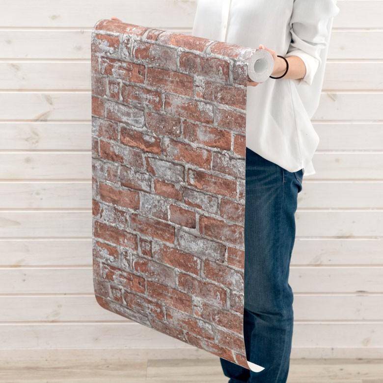 壁紙 はがせる レンガ柄 赤煉瓦 ブラウン フリース壁紙  ウォールシート DIY リフォーム 補修 クロス 賃貸 おしゃれ 99904 | ブランド登録なし | 04