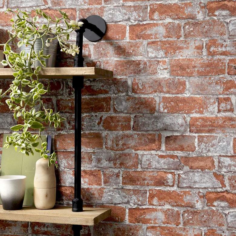 壁紙 はがせる レンガ柄 赤煉瓦 ブラウン フリース壁紙  ウォールシート DIY リフォーム 補修 クロス 賃貸 おしゃれ 99904 | ブランド登録なし | 05