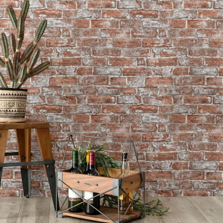 壁紙 はがせる レンガ柄 赤煉瓦 ブラウン フリース壁紙  ウォールシート DIY リフォーム 補修 クロス 賃貸 おしゃれ 99904 | ブランド登録なし | 06
