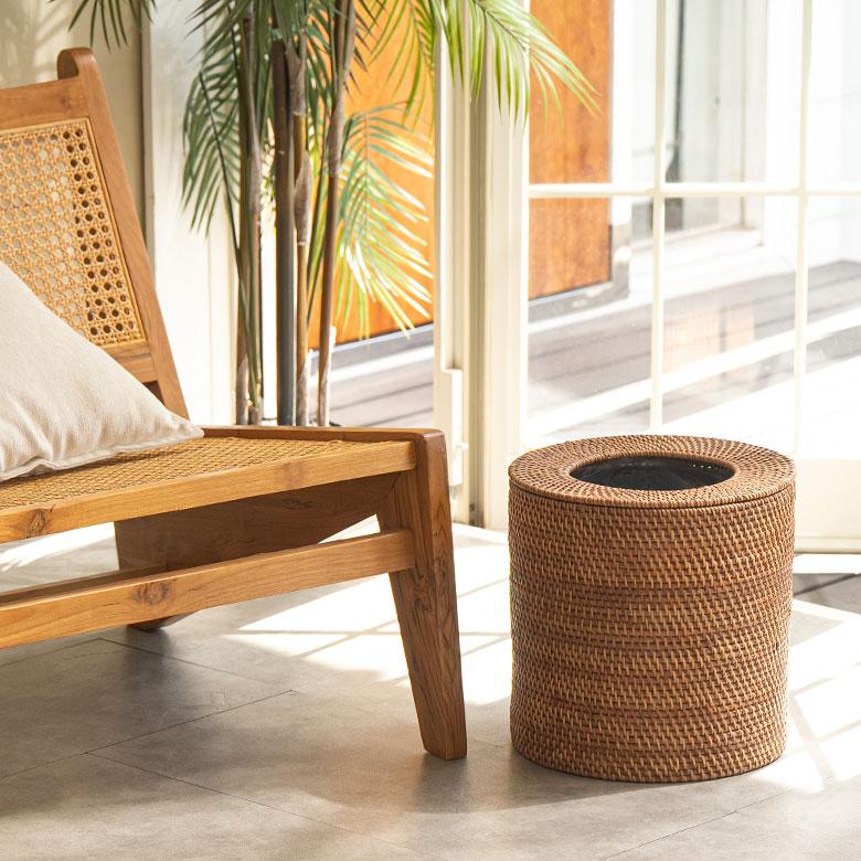 ゴミ箱 おしゃれ 蓋付き ふた付き 袋が見えない 分別 12L ラタン 籐 北欧 ナチュラル 無地 シンプル　柄なし リビング 洗面所 インテリア雑貨 西海岸 a-14 | ELEMENTS（インテリア） | 01