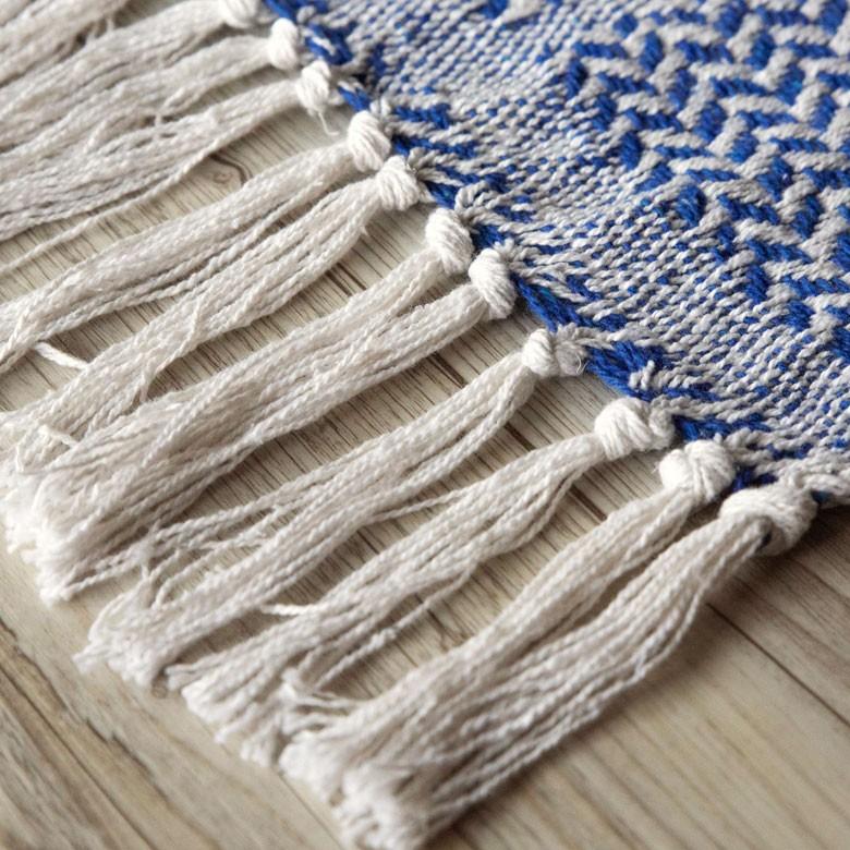 ブランケット ひざ掛け 約130×170cm 膝掛け ニットブランケット 毛布 大判 ブルー ジオメトリック柄 ダイヤモンド柄 肩掛 インド綿 コットン 防寒 a-3440 | ELEMENTS（インテリア） | 10