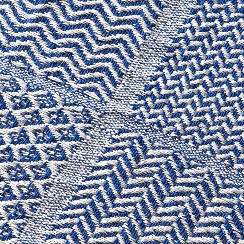 ブランケット ひざ掛け 約130×170cm 膝掛け ニットブランケット 毛布 大判 ブルー ジオメトリック柄 ダイヤモンド柄 肩掛 インド綿 コットン 防寒 a-3440 | ELEMENTS（インテリア） | 09