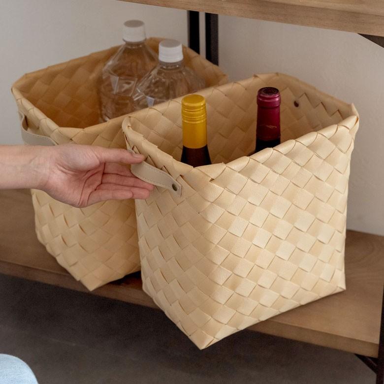 バスケット かご 深型 持ち手付き 白樺風 フェイクシダー 19×26cm ランドリーバスケット 収納ボックス 洗濯かご ストッカー キッチン ポリプロピレン製 a-66 | ELEMENTS（インテリア） | 07