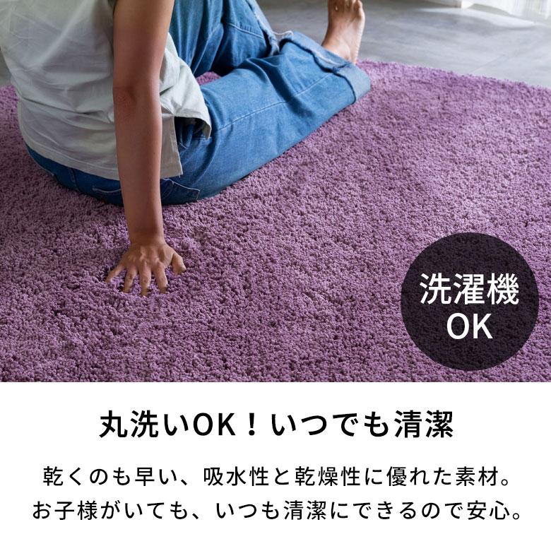 ELEMENTS 洗える ラグ シャギーラグ ラグマット カーペット 185×185cm