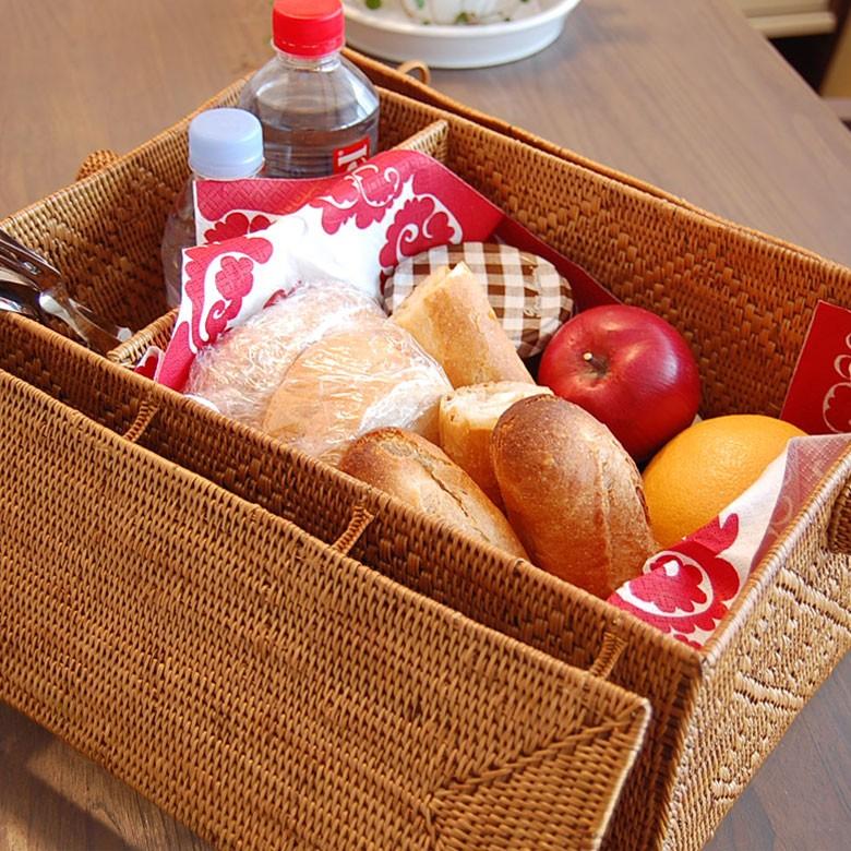 カゴバッグ ランチバッグL バスケット 収納ケース アタ製 持ち手つき