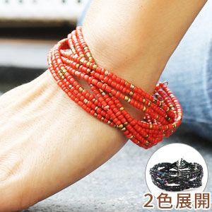 アジアンアクセサリー ビーズで作られたクロスバングル 2色展開 アジア工房 b-1146 | ブランド登録なし