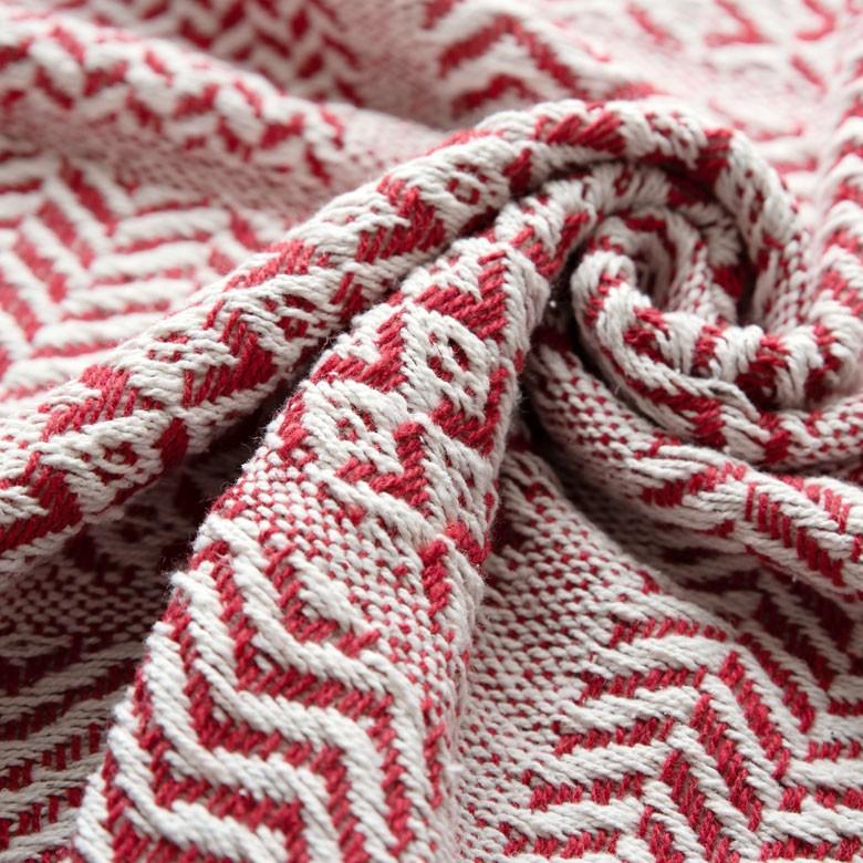 ブランケット ひざ掛け 約130×170cm 膝掛け ニットブランケット 毛布 大判 レッド ジオメトリック柄 ダイヤ柄 肩掛 インド綿 コットン 防寒 b-3440 | ブランド登録なし | 13