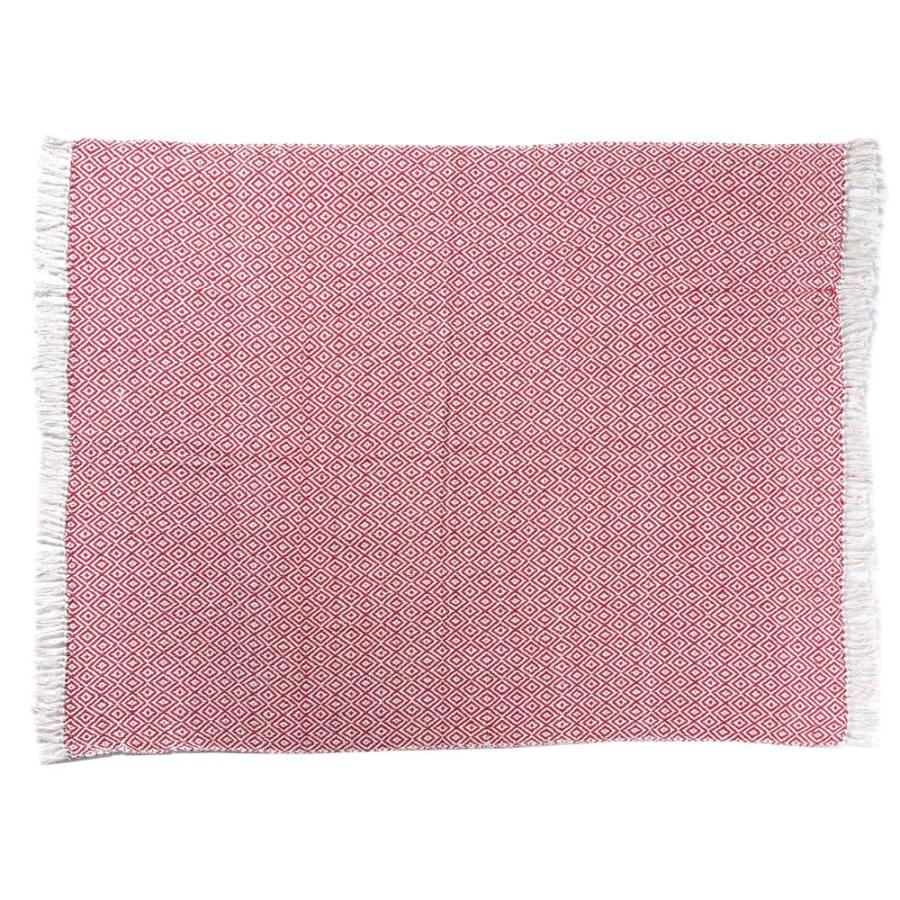 ブランケット ひざ掛け 約130×170cm 膝掛け ニットブランケット 毛布 大判 レッド ジオメトリック柄 ダイヤ柄 肩掛 インド綿 コットン 防寒 b-3440 | ブランド登録なし | 16