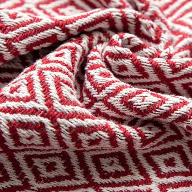 ブランケット ひざ掛け 約130×170cm 膝掛け ニットブランケット 毛布 大判 レッド ジオメトリック柄 ダイヤ柄 肩掛 インド綿 コットン 防寒 b-3440 | ブランド登録なし | 07