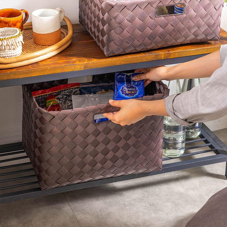 かご バスケット 洗える 持ち手付き 白樺風 籠 ポリエチレン 深型タイプ 丸洗い 収納 カラー ボックス 対応 おしゃれ 北欧 韓国 インテリア  西海岸 b-66 | ELEMENTS（インテリア） | 14