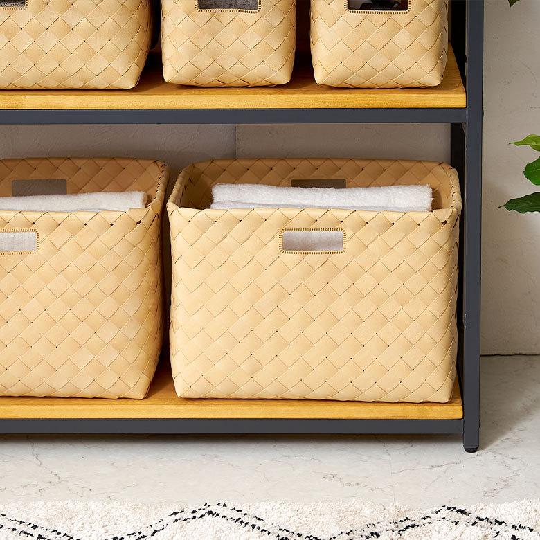 かご バスケット 洗える 持ち手付き 白樺風 籠 ポリエチレン 深型タイプ 丸洗い 収納 カラー ボックス 対応 おしゃれ 北欧 韓国 インテリア  西海岸 b-66 | ELEMENTS（インテリア） | 05