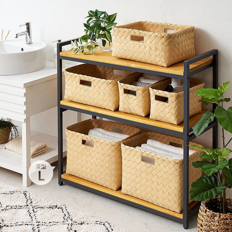 かご バスケット 洗える 持ち手付き 白樺風 籠 ポリエチレン 深型タイプ 丸洗い 収納 カラー ボックス 対応 おしゃれ 北欧 韓国 インテリア  西海岸 b-66 | ELEMENTS（インテリア） | 08