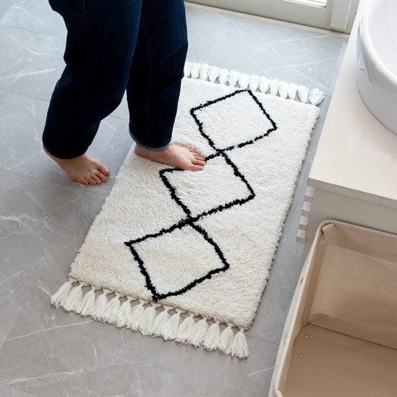 玄関マット ラグマット 約 50×80cm ベニオワレン風 メッシュ 長方形 室内 ラグ カーペット ホットカーペット 床暖房対応 おしゃれ 北欧 b1a-83 | ELEMENTS（インテリア） | 09