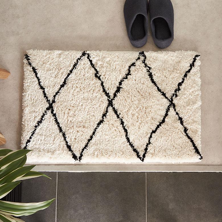 玄関マット 屋内 おしゃれ ベニワレン風 洗えるラグ 50×80 玄関 マット 室内 カーペット 洗濯 モロッカン 夏用 絨毯 北欧 リゾート インテリア アジアン b1a-84 | ELEMENTS（インテリア） | 02