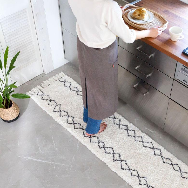 キッチンマット ラグマット 約 45×185cm ベニオワレン風 メッシュ 長方形 室内 ラグ カーペット ホットカーペット 床暖房対応 おしゃれ 北欧 b1b-83 | ELEMENTS（インテリア） | 20