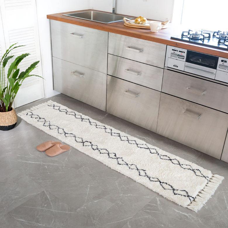 キッチンマット ラグマット 約 45×185cm ベニオワレン風 メッシュ 長方形 室内 ラグ カーペット ホットカーペット 床暖房対応 おしゃれ 北欧 b1b-83 | ELEMENTS（インテリア） | 07