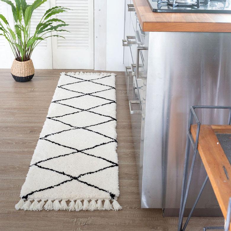 キッチンマット ラグマット 約 45×185cm ベニオワレン風 メッシュ 長方形 室内 ラグ カーペット ホットカーペット 床暖房対応 おしゃれ 北欧 b1b-83 | ELEMENTS（インテリア） | 09