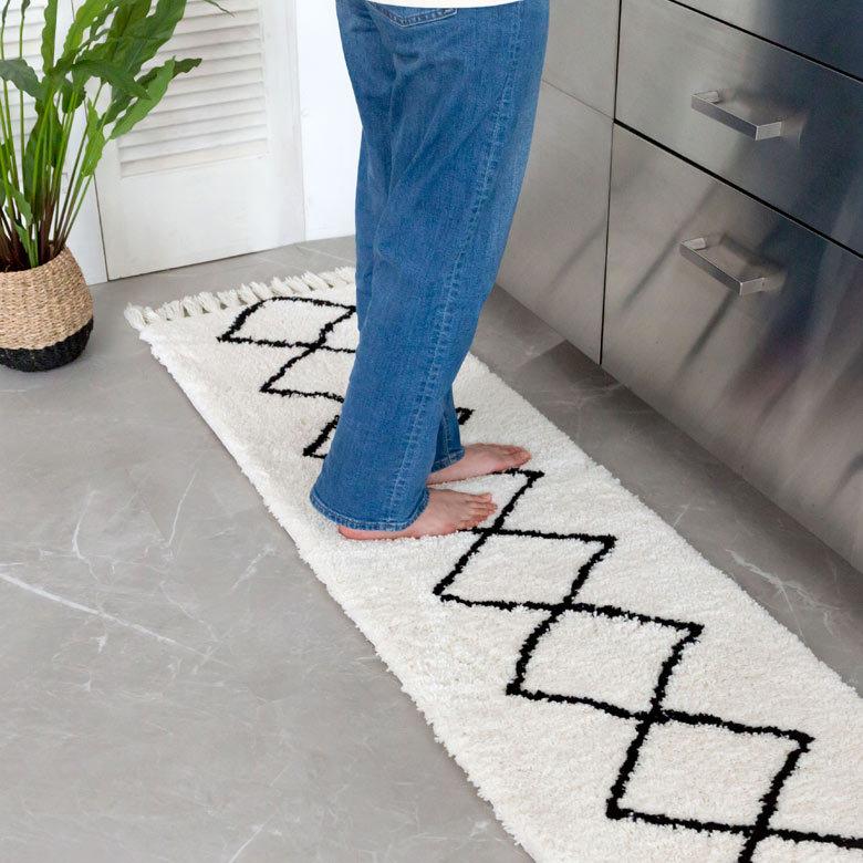 キッチンマット ラグマット 約 45×185cm ベニオワレン風 メッシュ 長方形 室内 ラグ カーペット ホットカーペット 床暖房対応 おしゃれ 北欧 b1b-83 | ELEMENTS（インテリア） | 10