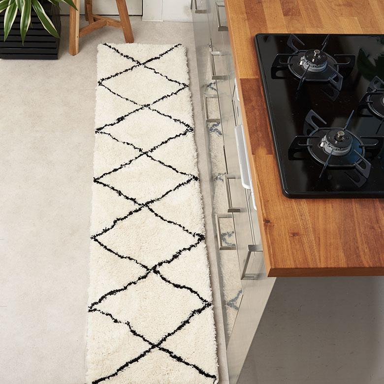 キッチンマット 洗える ベニワレン風 洗えるラグ 45×185 台所マット カーペット 洗濯 モロッカン 夏用 絨毯 廊下 北欧 リゾート インテリア アジアン b1b-84 | ELEMENTS（インテリア） | 12