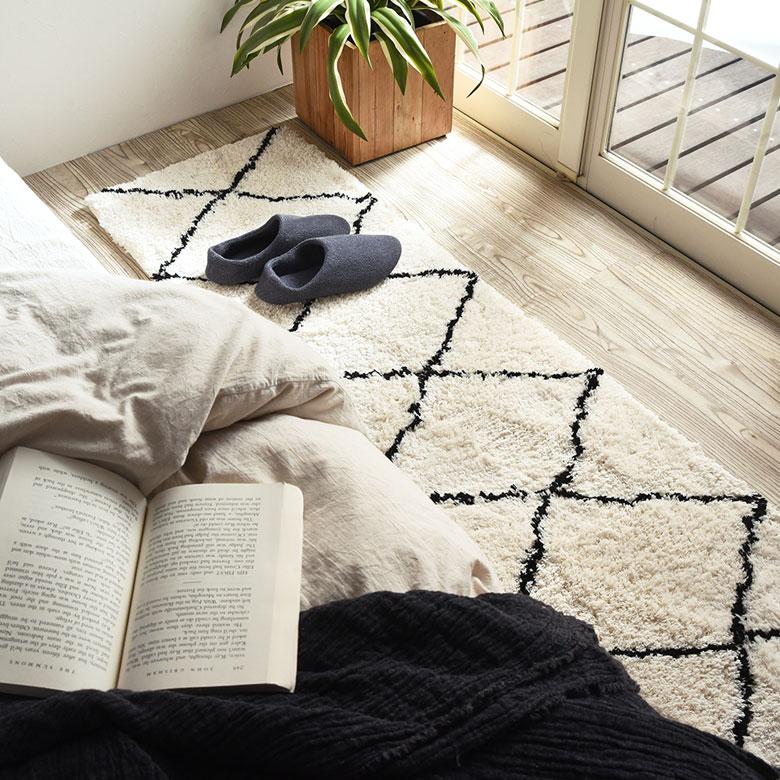 キッチンマット 洗える ベニワレン風 洗えるラグ 45×185 台所マット カーペット 洗濯 モロッカン 夏用 絨毯 廊下 北欧 リゾート インテリア アジアン b1b-84 | ELEMENTS（インテリア） | 13