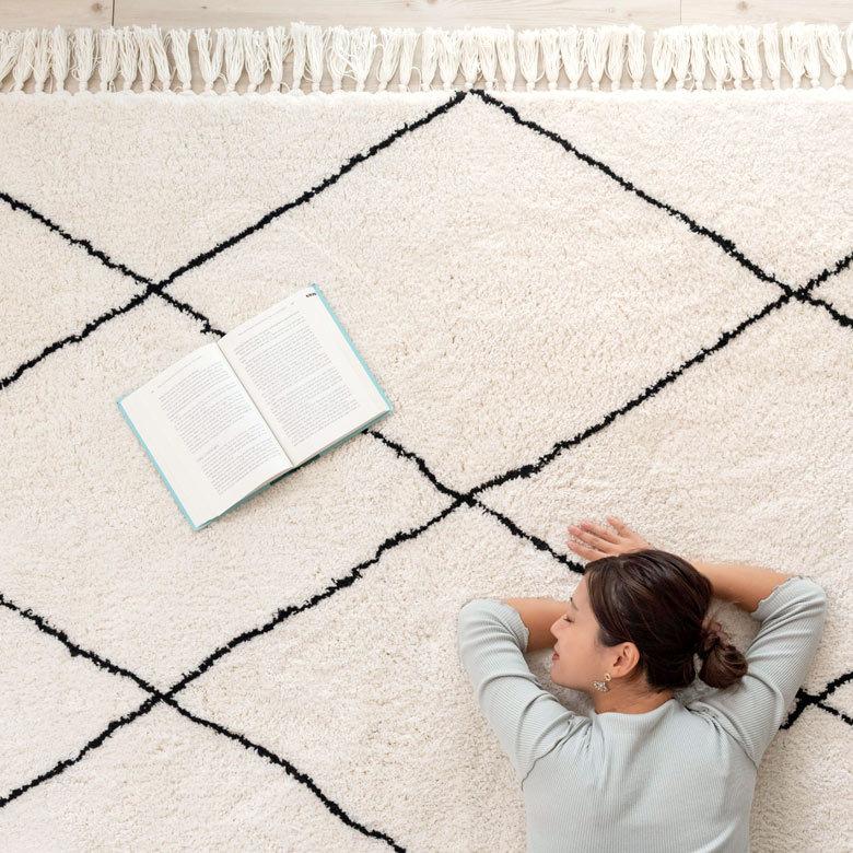 ラグ ラグマット 約 100×140cm ベニオワレン風 メッシュ 長方形 室内 カーペット ホットカーペット 床暖房対応 おしゃれ 北欧 b1c-83 | ELEMENTS（インテリア） | 15