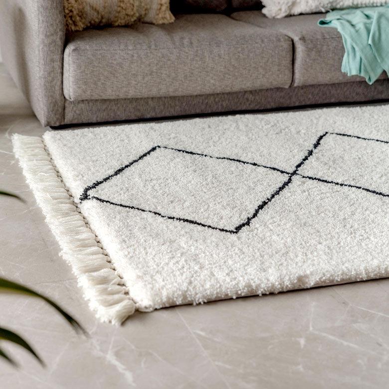 ラグ ラグマット 約 100×140cm ベニオワレン風 メッシュ 長方形 室内 カーペット ホットカーペット 床暖房対応 おしゃれ 北欧 b1c-83 | ELEMENTS（インテリア） | 12