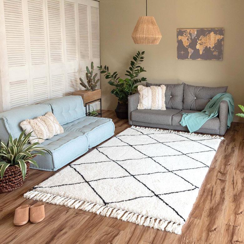 ラグ ラグマット 約 130×190cm ベニオワレン風 メッシュ 長方形 室内 カーペット ホットカーペット 床暖房対応 おしゃれ 北欧 b1d-83 | ELEMENTS（インテリア） | 18