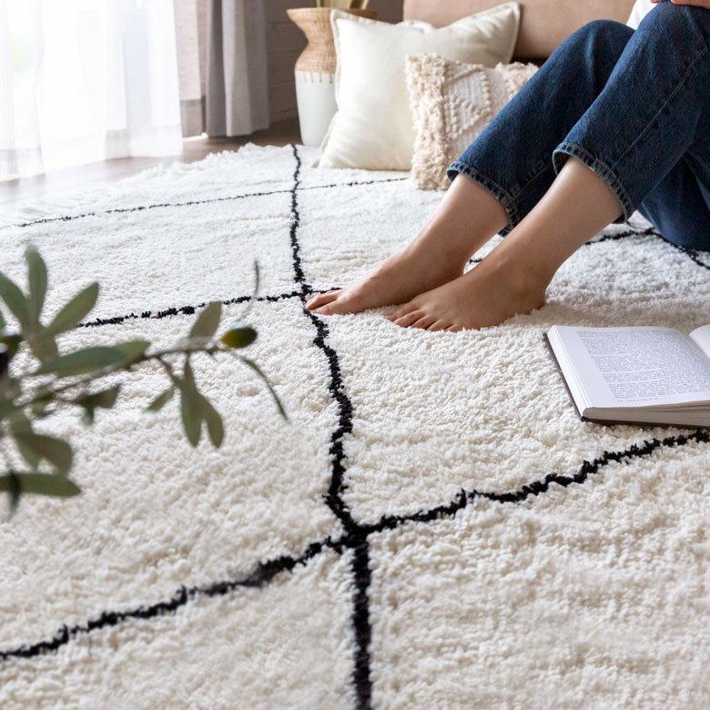 ラグ ラグマット 約 130×190cm ベニオワレン風 メッシュ 長方形 室内 カーペット ホットカーペット 床暖房対応 おしゃれ 北欧 b1d-83 | ELEMENTS（インテリア） | 19