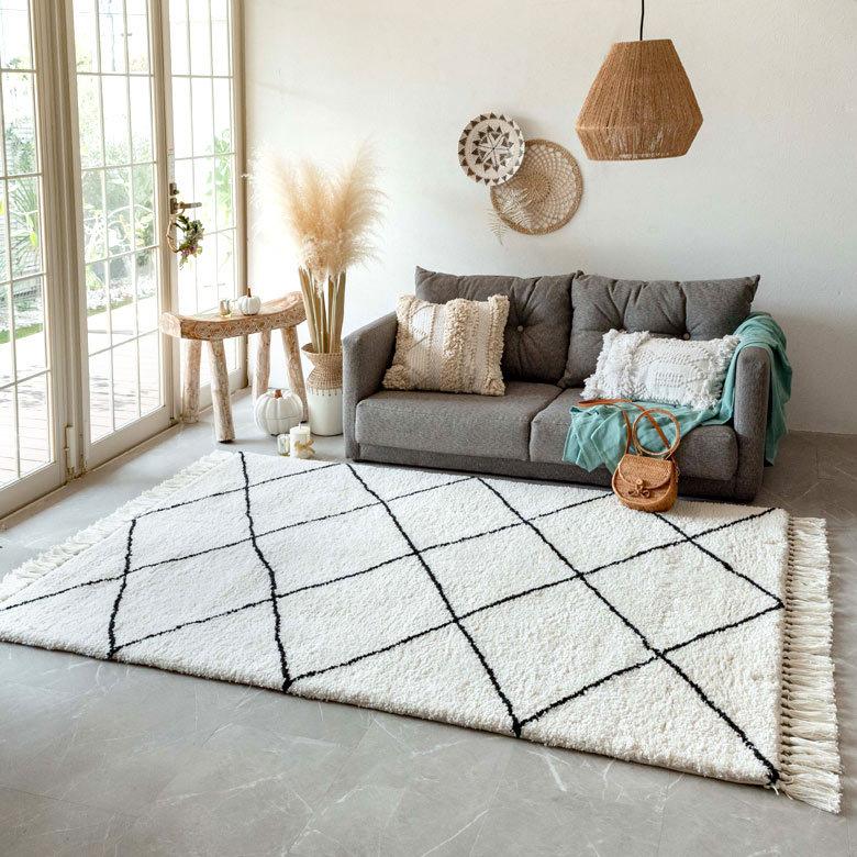 ラグ ラグマット 約 130×190cm ベニオワレン風 メッシュ 長方形 室内 カーペット ホットカーペット 床暖房対応 おしゃれ 北欧 b1d-83 | ELEMENTS（インテリア） | 07