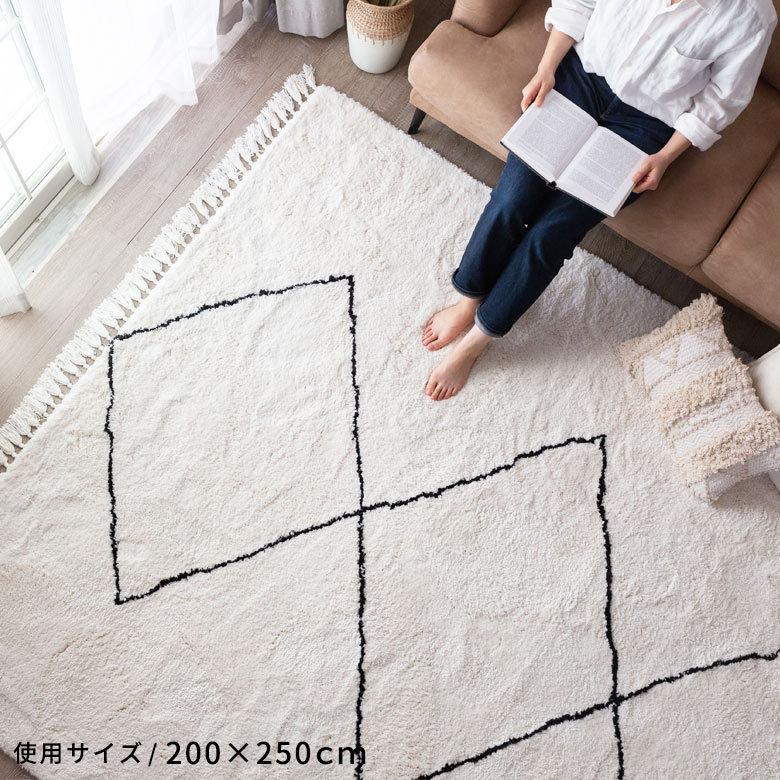 ラグ ラグマット 約 185×185cm ベニオワレン風 メッシュ 正方形 室内 カーペット ホットカーペット 床暖房対応 おしゃれ 北欧 b1e-83 | ELEMENTS（インテリア） | 10