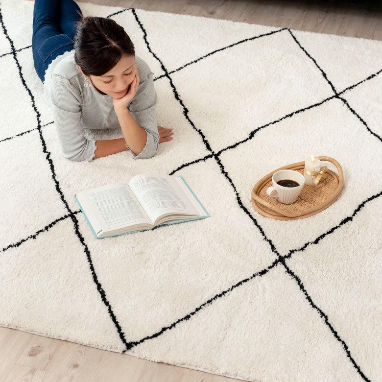 ラグ ラグマット 約 200×250cm ベニオワレン風 メッシュ 長方形 室内 カーペット ホットカーペット 床暖房対応 おしゃれ 北欧 b1f-83 | ELEMENTS（インテリア） | 21